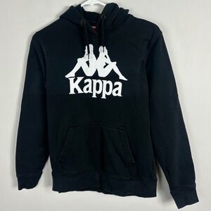 Kappa Felpa Sweatshirt Hoodie Black White Mens Size Small Streetwear Logo Casual